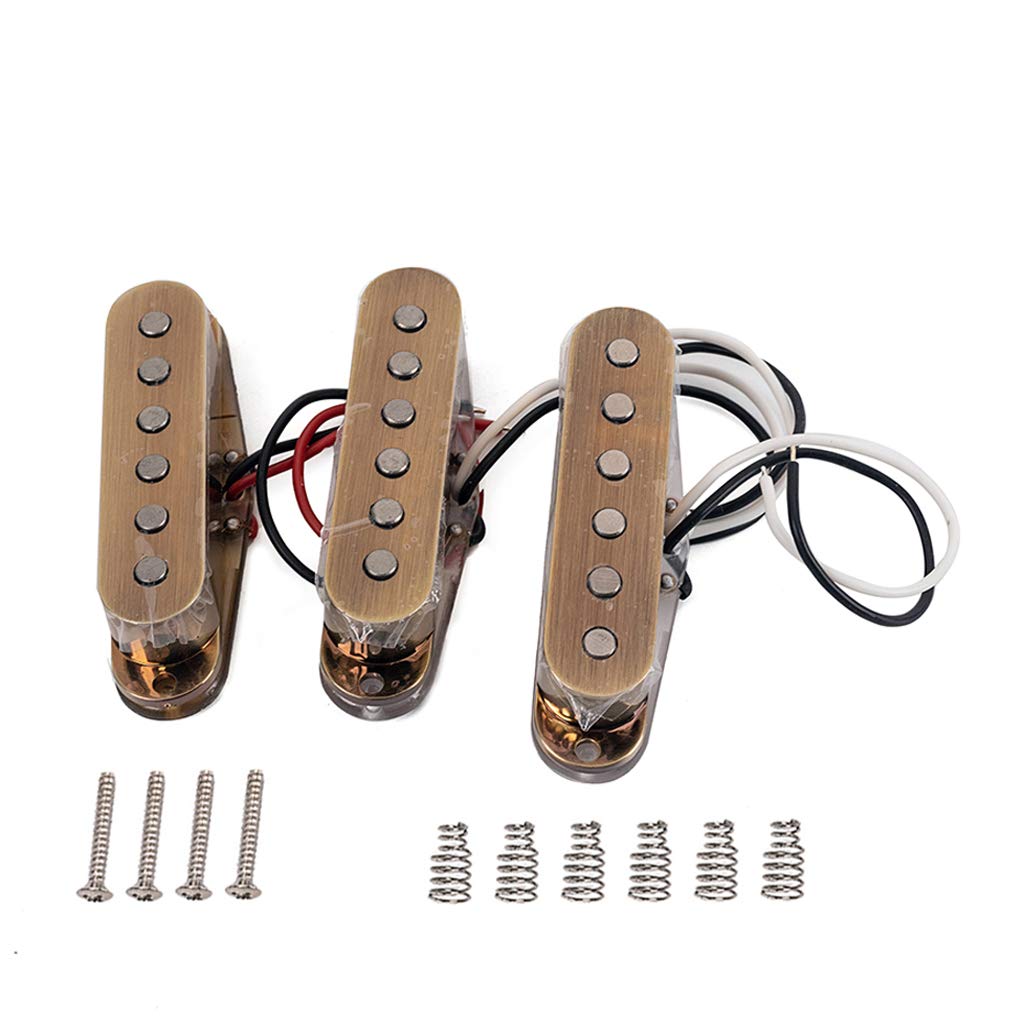 Alnicov - Pickup per chitarra, set di pickup a bobina singola, configurazione single coil SSS, accessori per chitarra in stile strato, colore bronzo