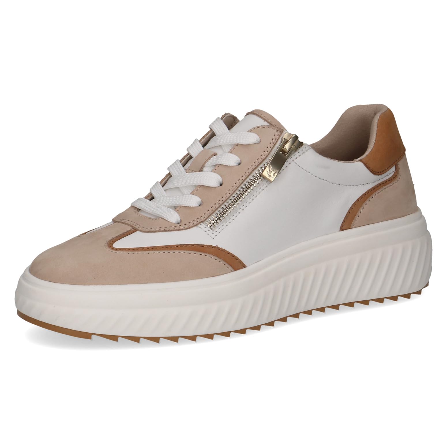 Caprice Damen Sneaker flach aus Leder mit Reißverschluss