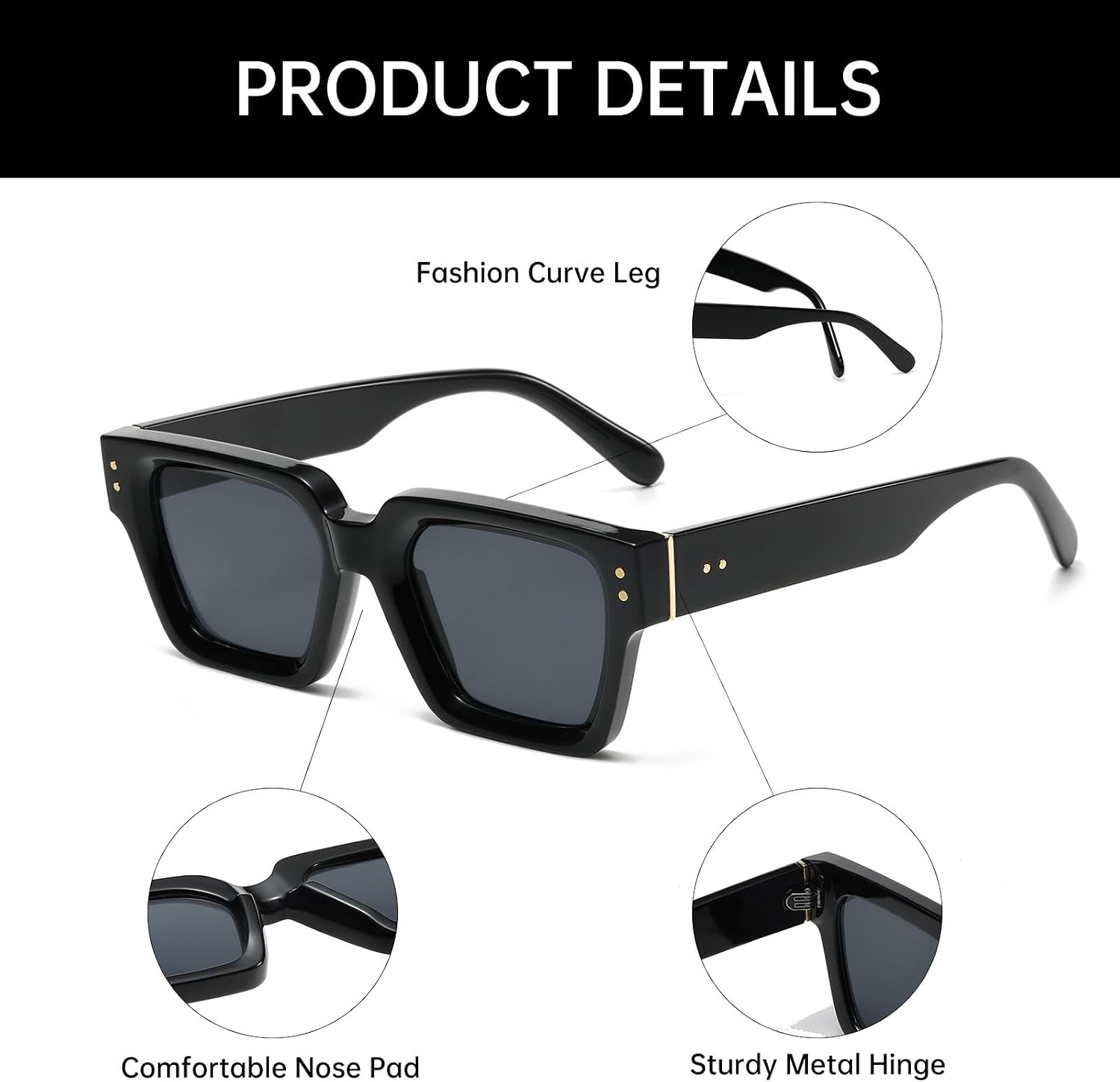 YAMEIZE Rectangle Blue Light Blocking Glasses -for Women Men Square Blue Light Eyeglasses Anti Fatigue Computer Gaming image 5