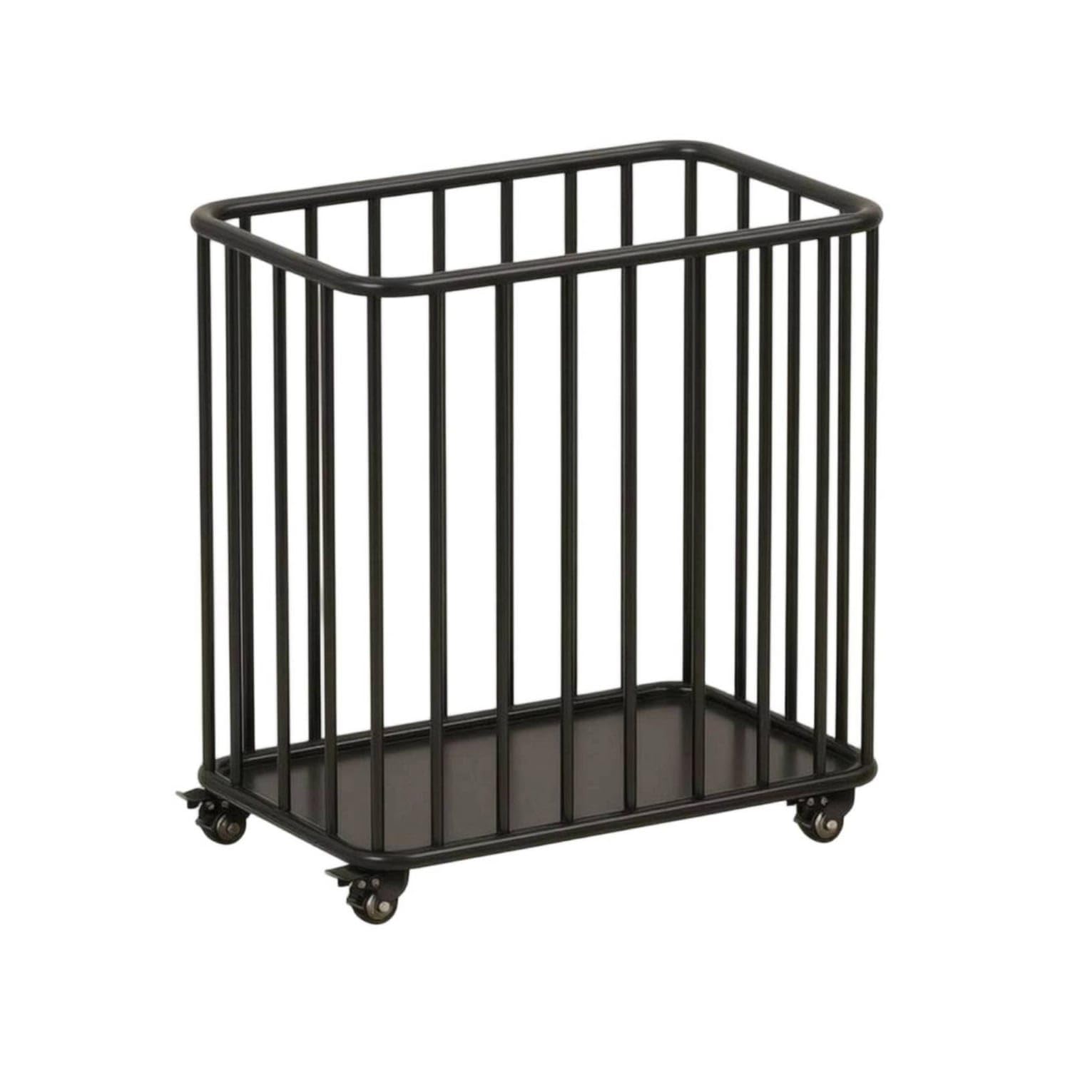 Caster Wheels Wheeled Metal Rack uncoveredTop Rolling Storage Rack Rounded Corners Metal Storage Mobile Organizer Flat Base, Black, 40-25-47cm-image-42