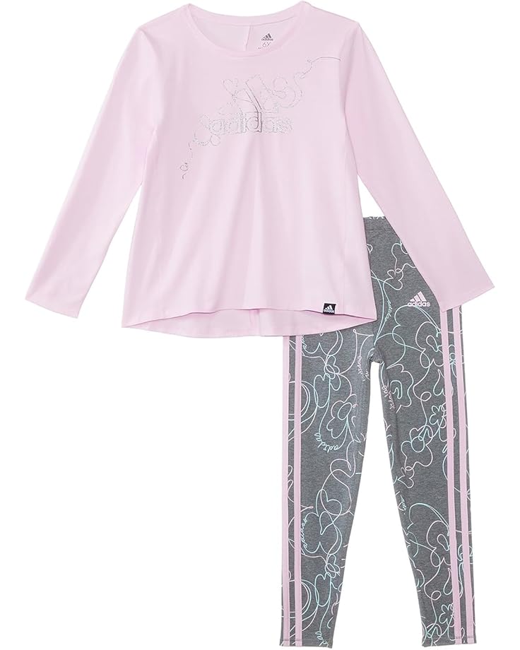 adidas Kids Long Sleeve Swing Tee All Over Print Tights Set (Toddler/Little Kid) - Main View