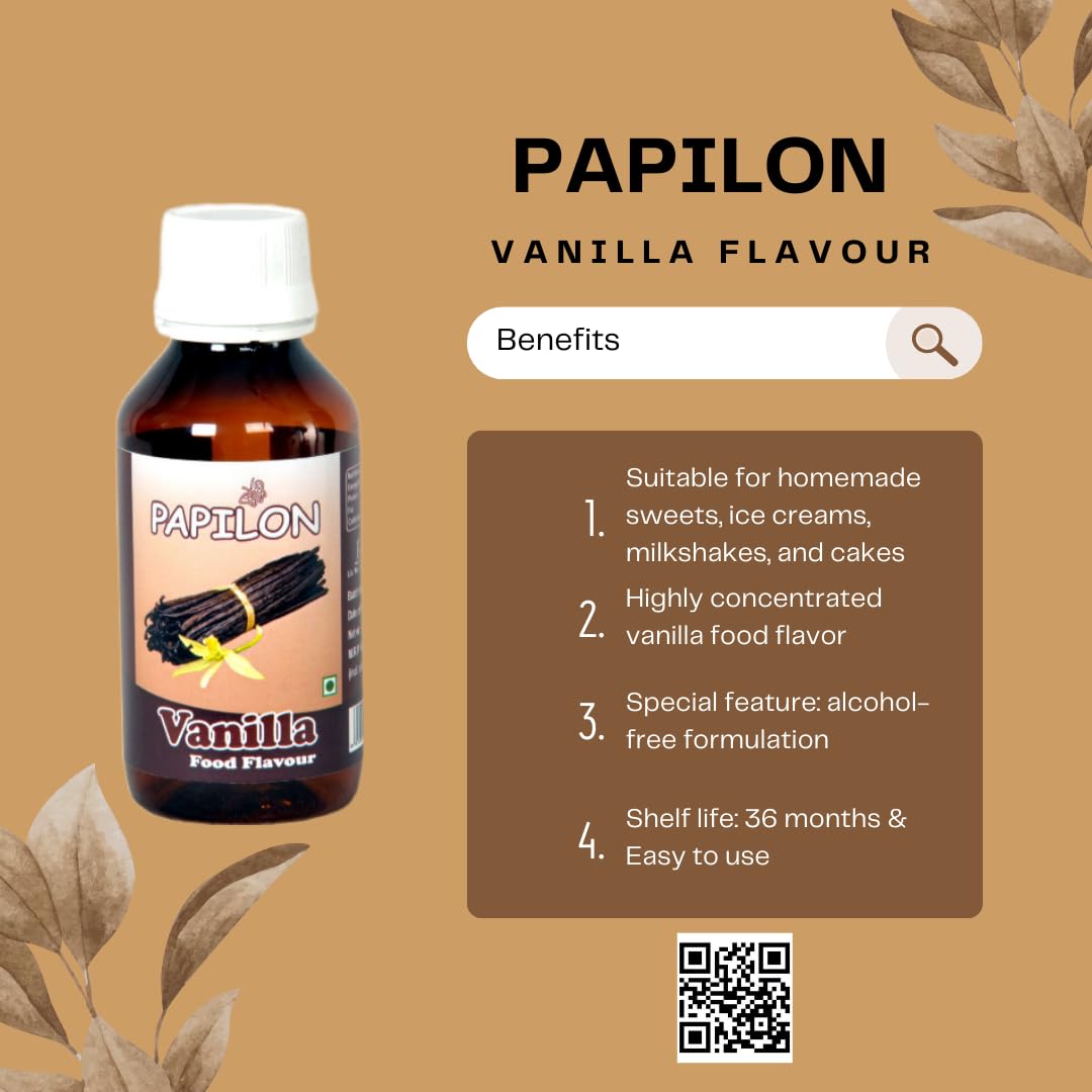 Papilon Food Flavours & Colours Concentrated Vanilla Flavour, 100 Ml 1