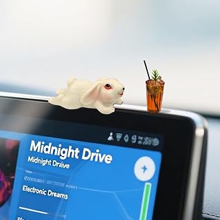 Bunny Car Dashboard Decorations, Cute Sleep Rabbit Animal Figure & Ice American Rearview Mirror Ornaments, Automotive Interior Accessories for Women Men