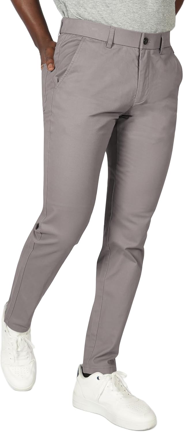 Plaid&Plain Men's Skinny Stretchy Khaki Pants Colored Pants Slim Fit Slacks Tapered Trousers - Image 8