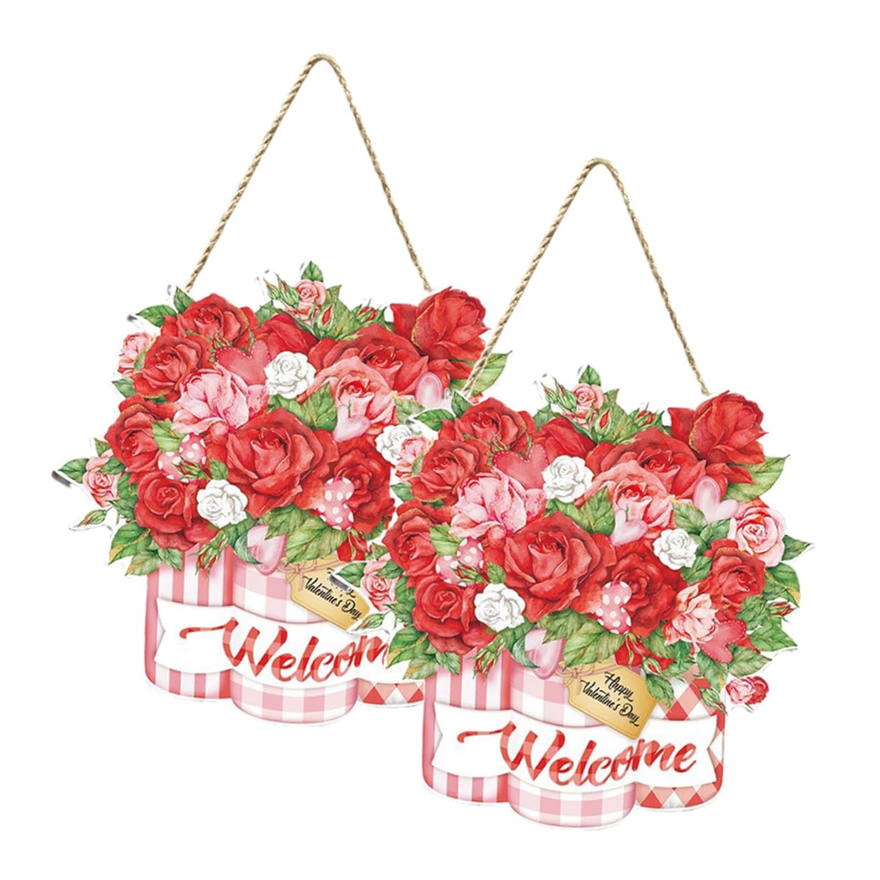 Décorations de porte colorées pour la Saint-Valentin rustique OUNONA