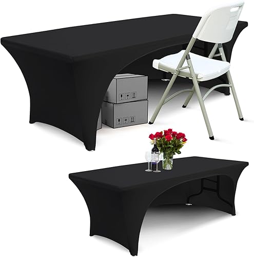 Miniatura 21 de ABCCANOPY - Funda elástica para mesa (6 pies) Mantel de poliéster de más de 30 colores, ajustado, de licra, elástico, con parte trasera abierta.