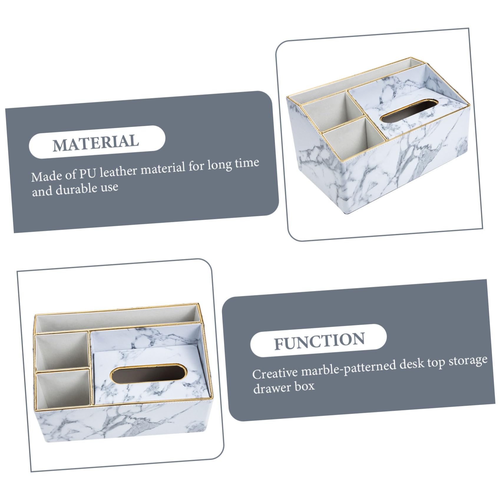 Pu-fernbedienungs-organizer Für Schreibtisch Taschentuchetui Mit Multi-design Fernbedingungshalter Und Taschentuchbehälter Organizer Für Kleinigkeiten