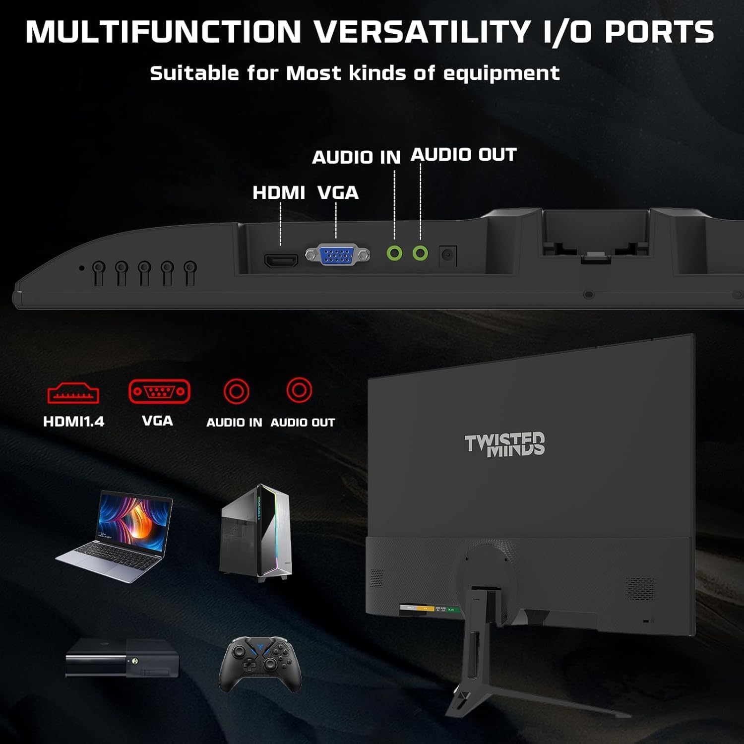 تويستيد مايندز شاشة العاب 24 انش، IPS سريع، دقة FHD 1920x1080، معدل تحديث 100Hz، نسبة امتداد 16:9، وقت استجابة 1 مللي ثانية، فيسا - اسود 2026 - view 1