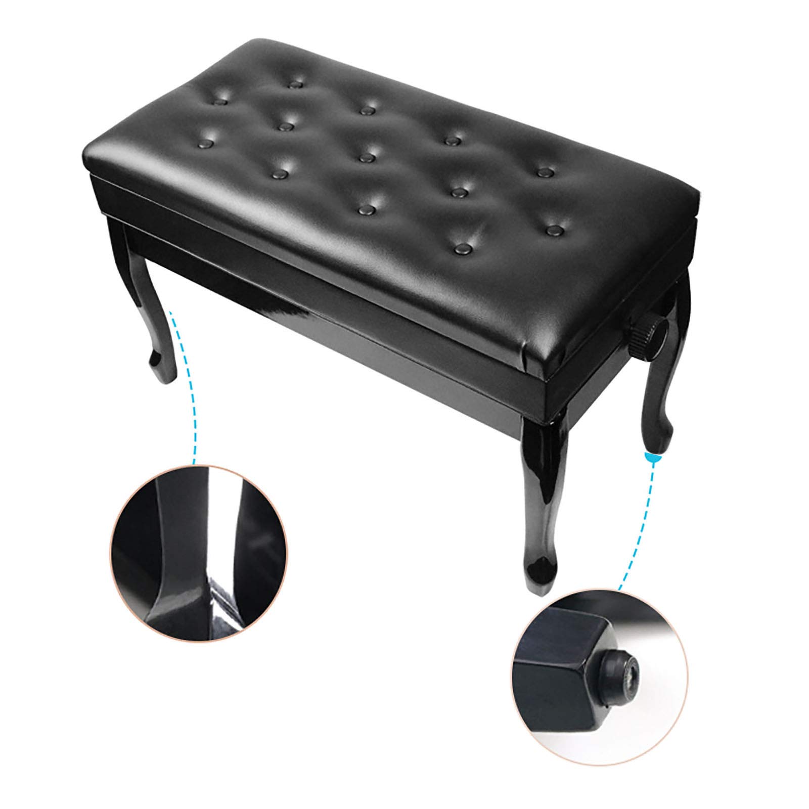 Tabouret de Piano réglable en Hauteur, Banc de Piano Confortable, avec Plateau Rabattable Solide à l'intérieur, Rangement supplémentaire pour la Musique, pour la Pratique des Instruments de