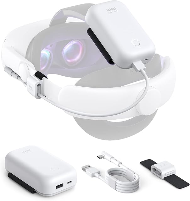 KIWI design Battery Pack 10000mAh Compatible with Quest 2 Accessories, USB C Fast Charging Power Bank Extended 8 Hours of VR Playtime