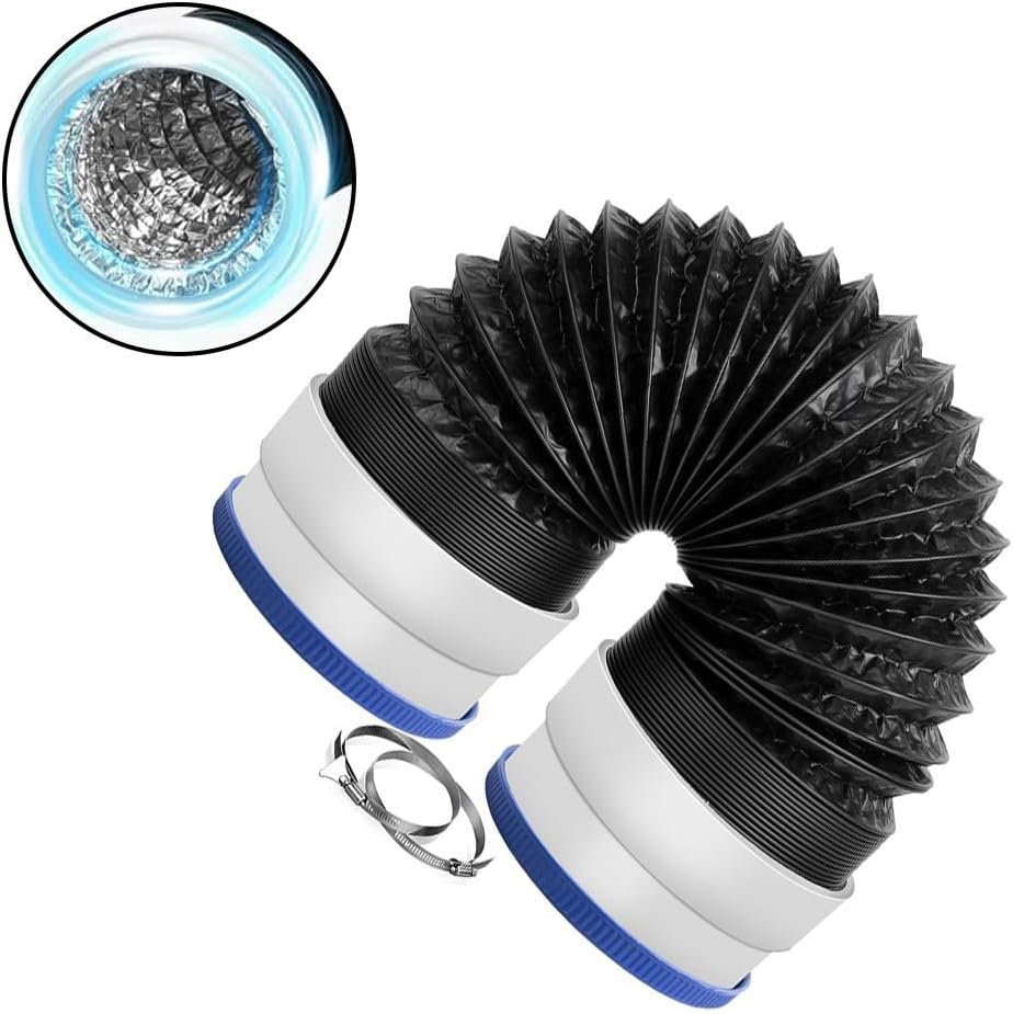 Heavy Duty 4 Inch Dryer Hose, 6-Layer Aluminum Flexible Ducting HVAC Grow Tent, Leak Proof Exhaust Pipe with 2 Clamps, Cut
