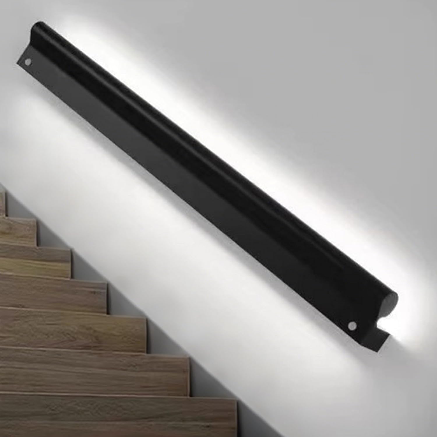 Handrail Stairs Black Hand Railings for Stairs with Dual LED Channel, Home Villas Garage Garden Residential Buildings, Wall-Mounted Indoor Stair Handrails(320cm/10.5ft)
