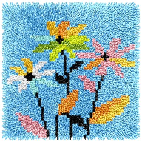 Image of Latch Hook Kits for Adults Beginners, Rug Hooking Kit 30*30cm Small Home Decor Rugs Making Kit with Crochet Tool & Precut Yarns and Coded Canvas Christmax Halloween Craft Gifts for Women Mom
