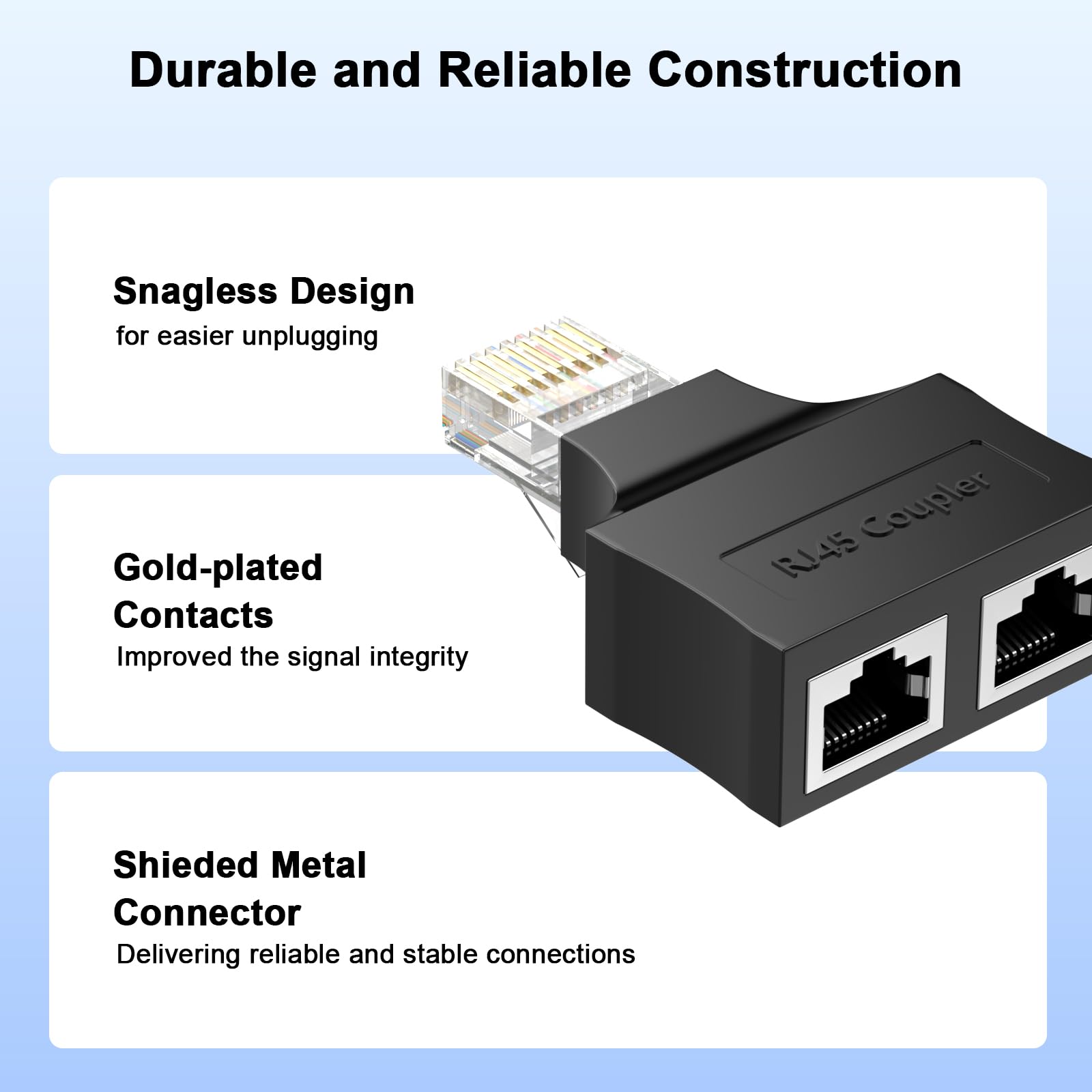 RJ45 Ethernet Splitter,Ethernet Netork Adapter 1 Male to 2 x Female Super Cat6 LAN Network Adapter Cable Splitter Adopter Suitable Super Cat5,Cat5e,Cat6,Cat7,Cat 8 Socket Connector