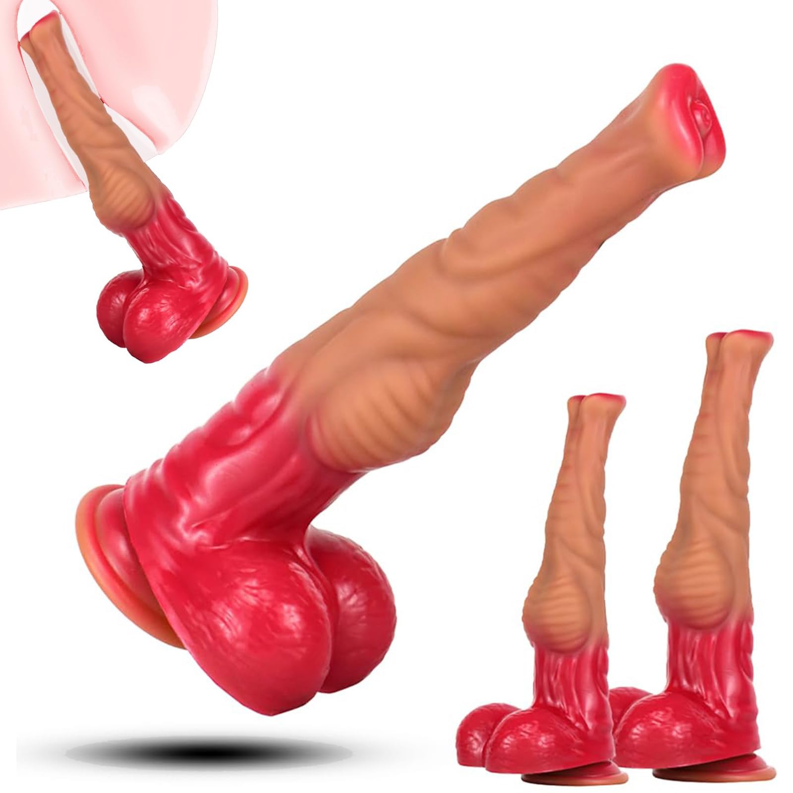 Dildo a forma di pene di cavallo in 3 misure S/M/L Dildo anale a forma di pene di cavallo Dildo a forma di animale G-Spot Butt Plug Plug anale SM Sex Toys for donne uomini coppie(L)