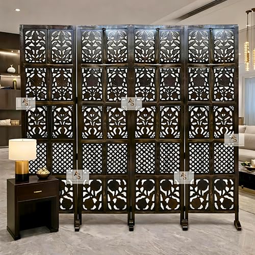 Image of Wooden Partition for Living Rooms Wall Dividers,Screen Separator Wall Divider for Hall Wall Panels for Living Room /Kitchen /Bedroom /Office /Restaurant (4-Panel with Stands)
