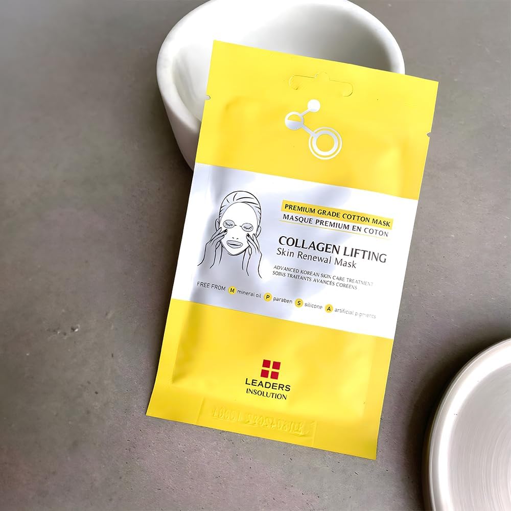 Leaders Insolution Collagen Lifting Skin Renewal Mask | Marine Collagen for Firmness and Elasticity Anti-Wrinkle, Sculpting Facial Sheet | Hydrating Serum for Smooth Skin (5 Sheets) - Image 6