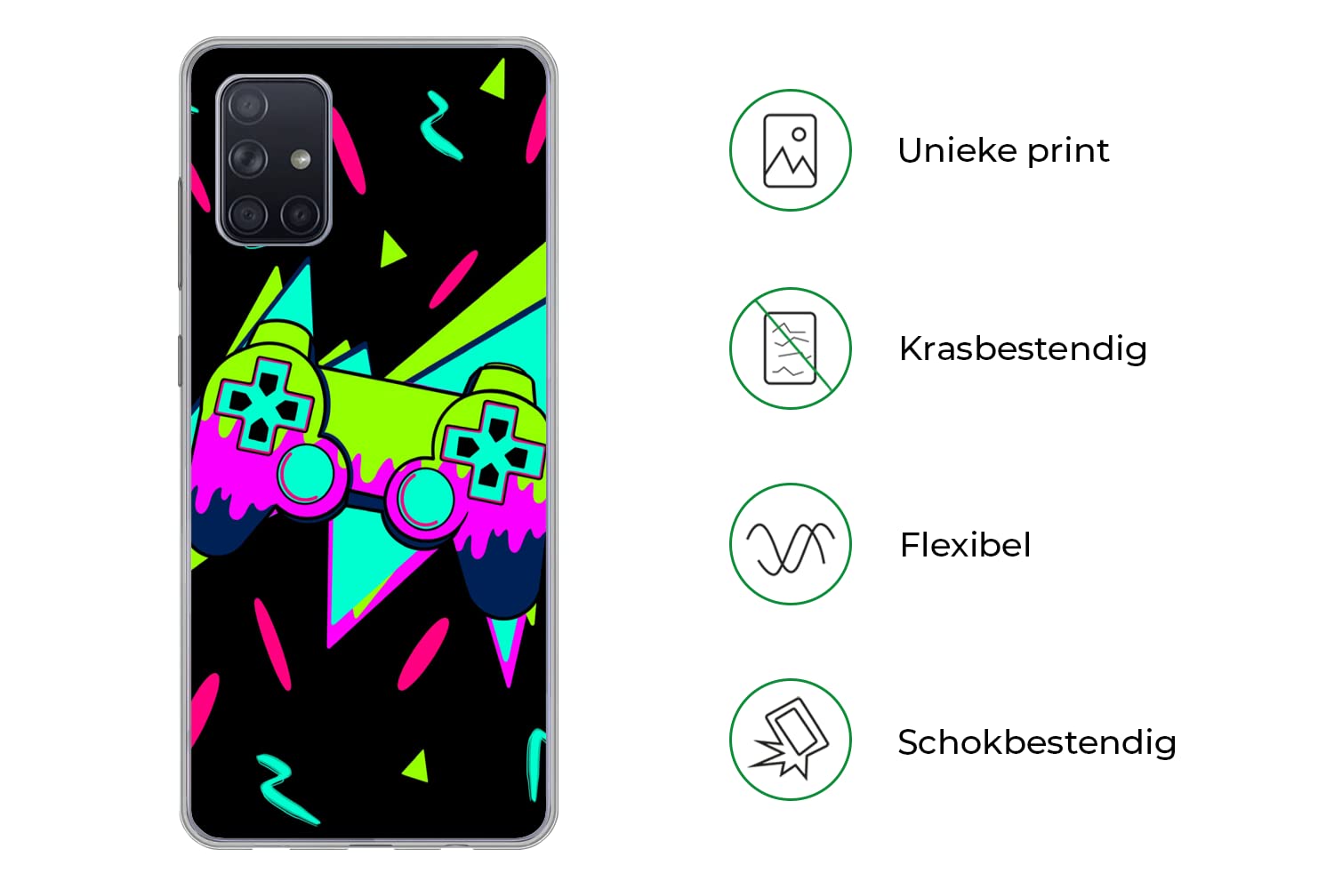 MuchoWow Funda para Samsung Galaxy A51 5G - Juego - Mando - Negro - Funda de Silicona/Funda Blanda para teléfono móvil