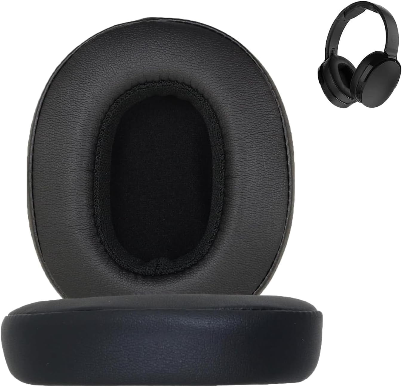 Replacement Ear pad Compatible with Skullcandy Crusher Wireless/Crusher360/Hesh3/Hesh ANC/Hesh Evo/Venue ANC/Crusher Evo/Crusher ANC Headphones Soft Protein Leather and Memory Foam Ear Pads-Black