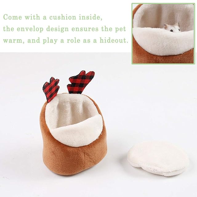 Foto 3 de 6 de Cama suave para mascotas, bolsa para nido de hámster, bonita casa de ratón, hamaca, deslizador de azúcar