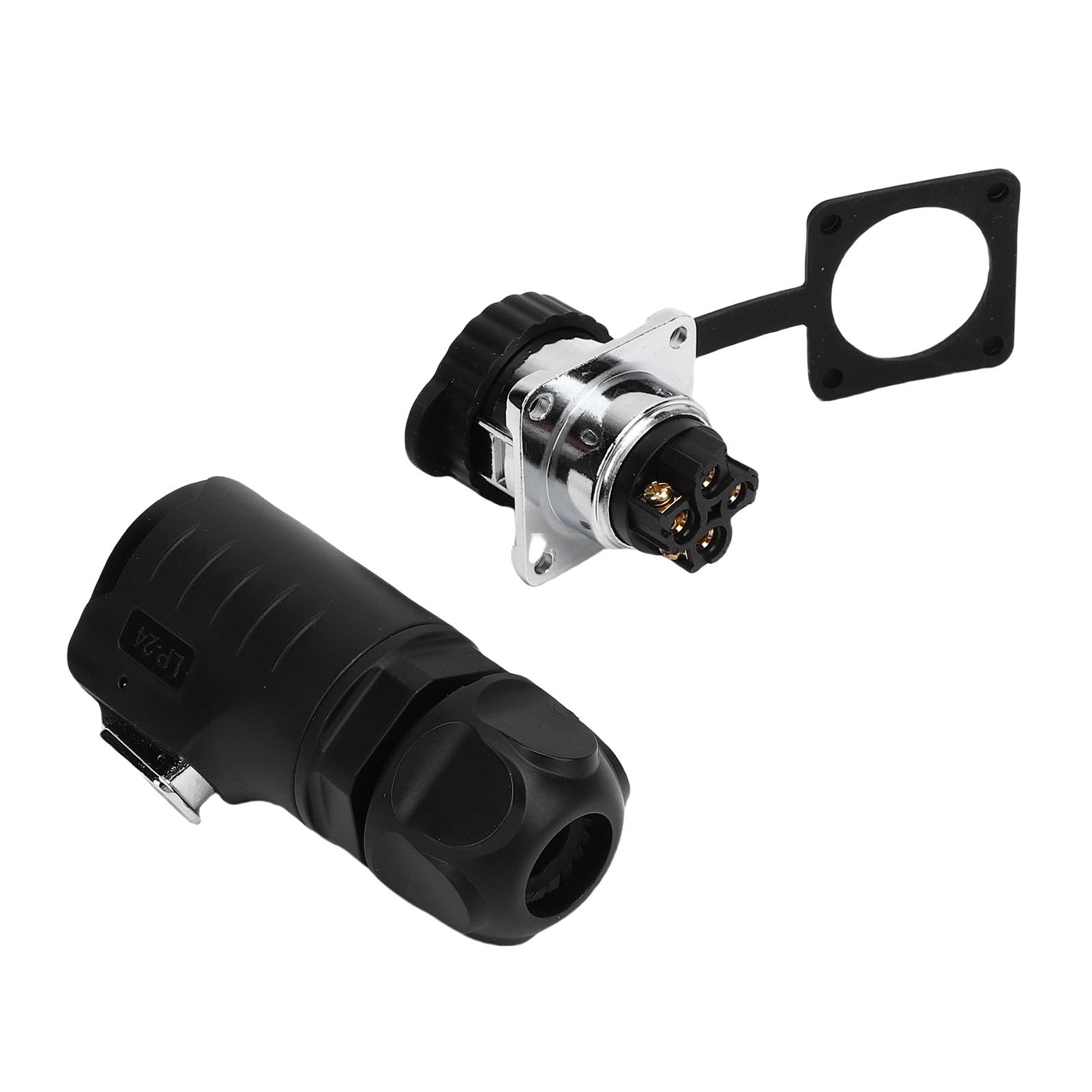 Conector de aviación de 4 pines IP68 25A con brida cuadrada para cable 8