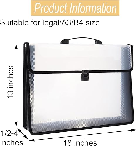 Miniatura 2 de 12x16.5 Portafolio A3 PP Plástico Transparente Oxford Tela Borde Impermeable Negro 1 Paquete