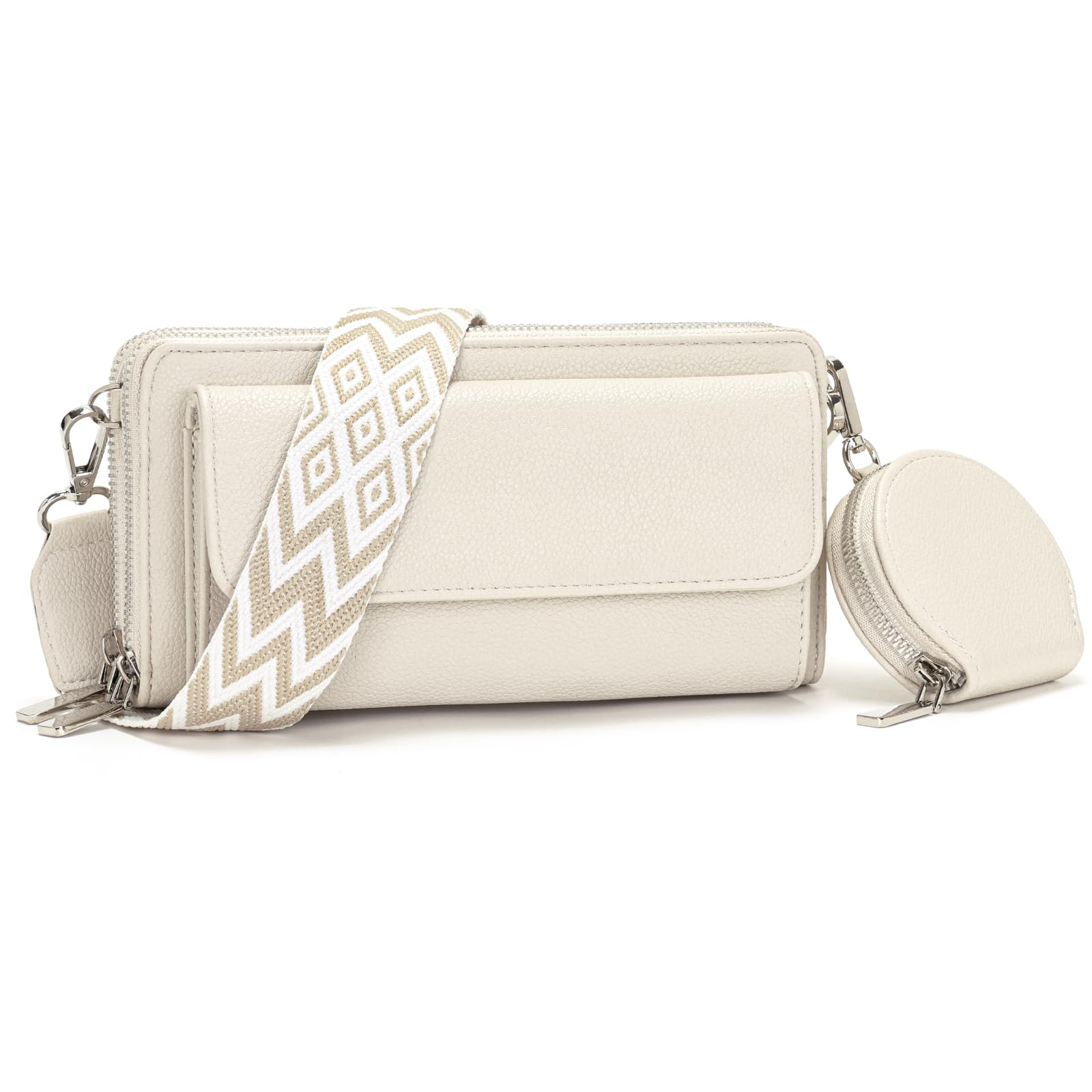 Snmoec Bolso para movil Mujer Bandolera Bolso Mujer con Bolsillo para Monedas y Ranura para Tarjetas Beige