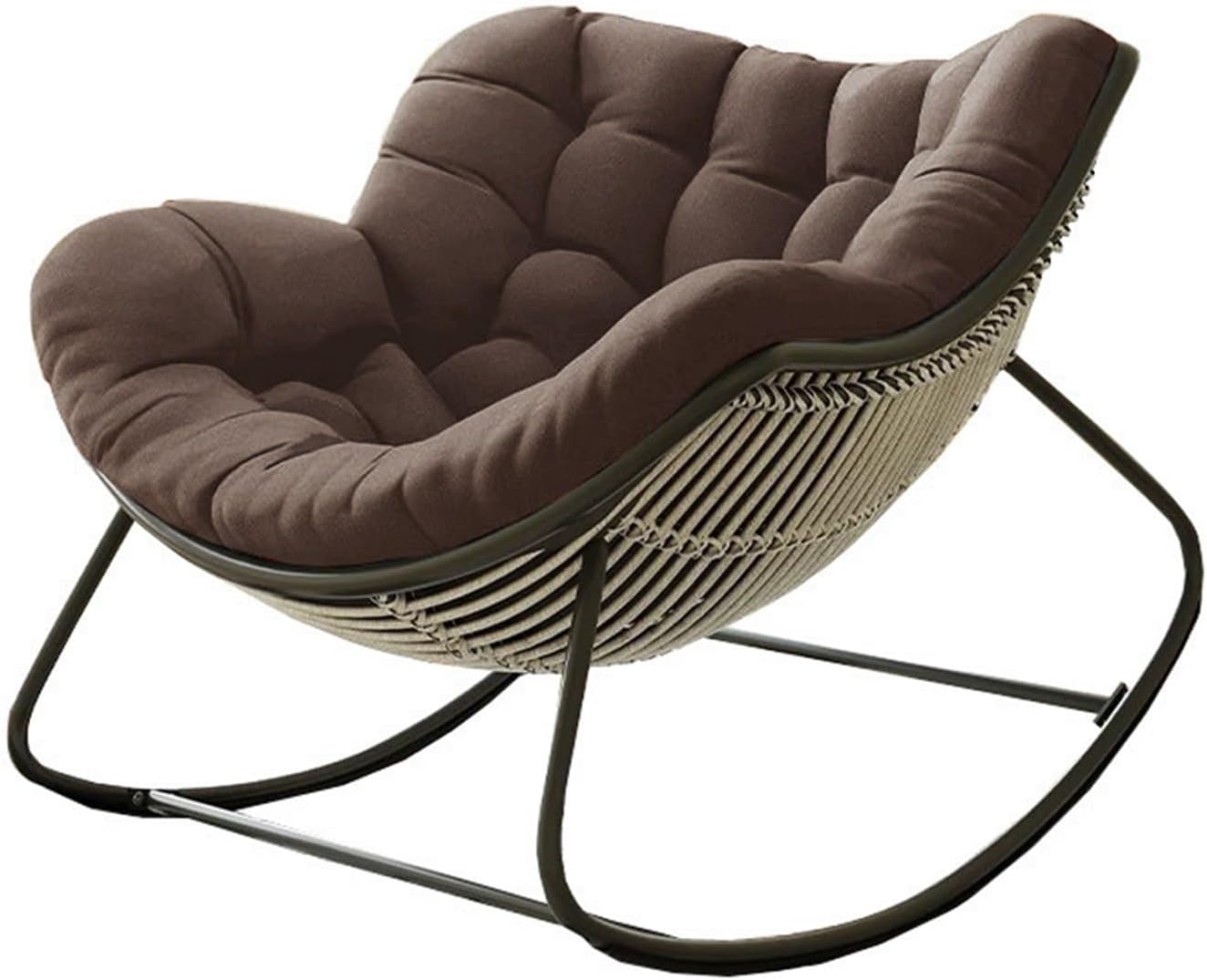 All-Weather Oversized Egg Chair Cushion - Thick Rocker Pad, Soft Wicker, Weatherproof for Indoor/Outdoor(C)
