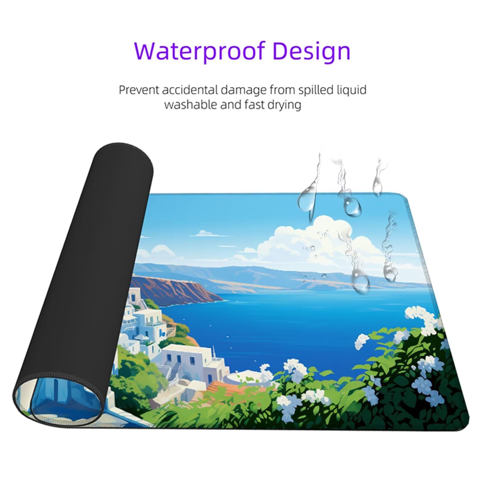 Alfombrilla Ratón Azul Alfombrilla Escritorio Mar Mouse Pad Gaming Duradera, Mouse Pad Grande Gaming Mejora Precisión y La Velocidad, Antideslizante Desk Mat Jugadores, PC, Oficina 1600x800x3mm Y2-711