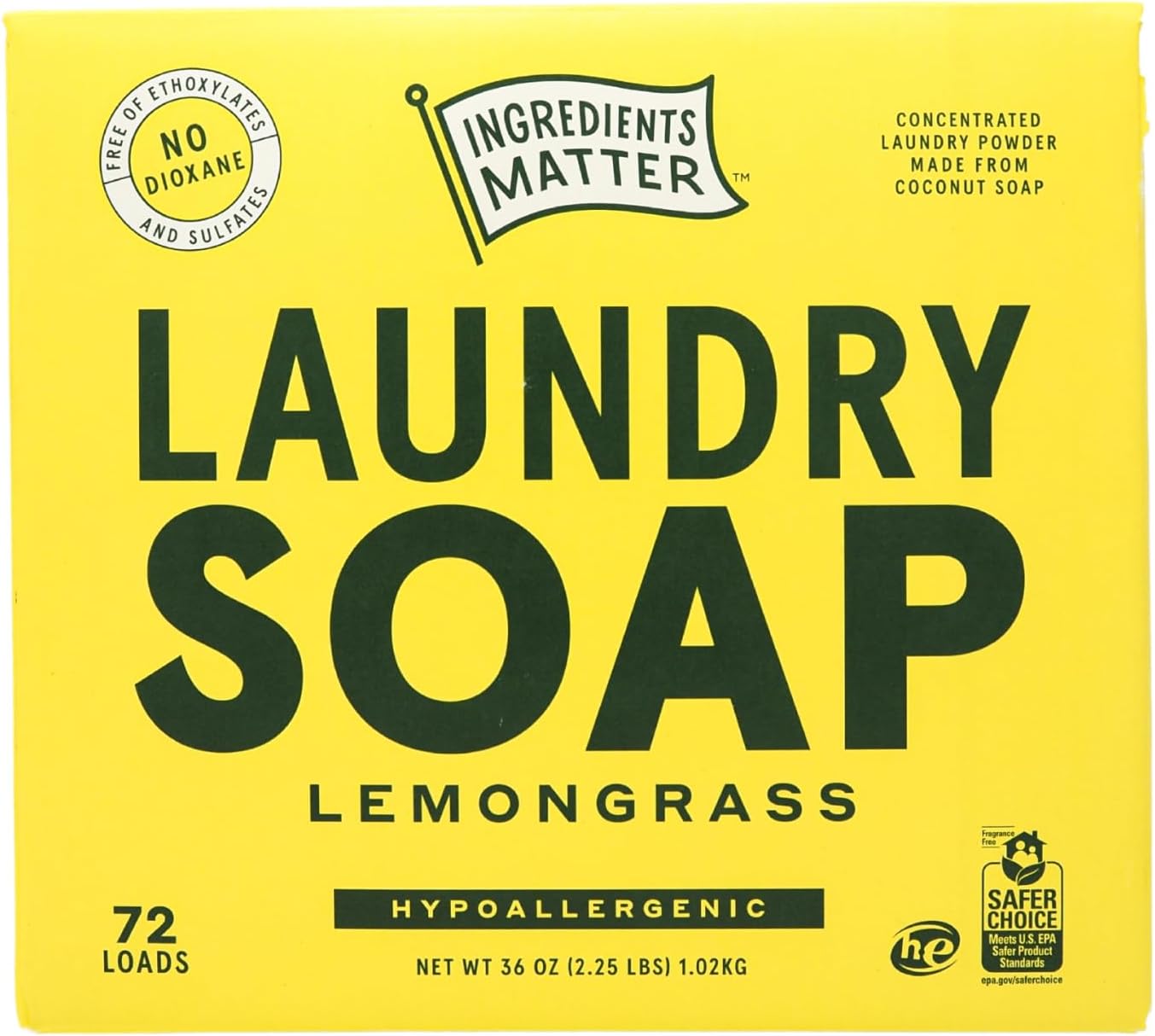 Ingredients Matter Powder Laundry Soap Lemongrass Scent