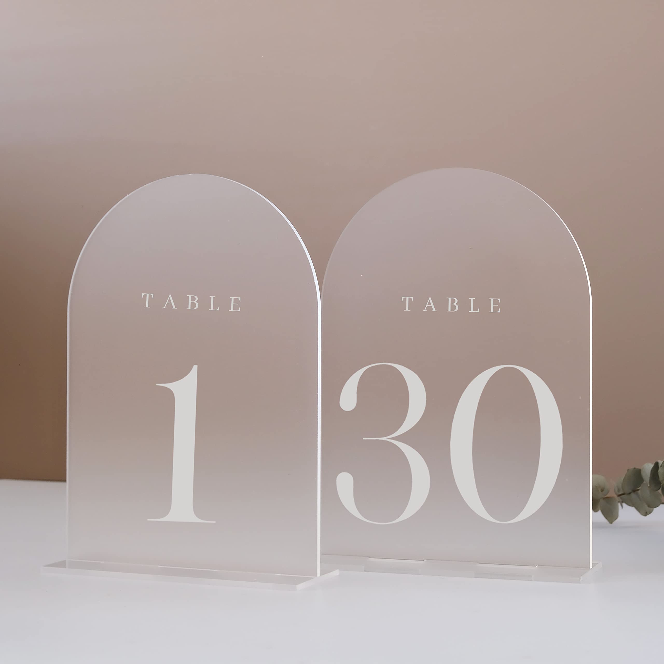 JINMURY Frosted Arch Table Numbers for Wedding, 30 Pack 5"x7" Frosted Arch Acrylic Signs with Stand Acrylic Table Numbers 1-30, Perfect for Wedding