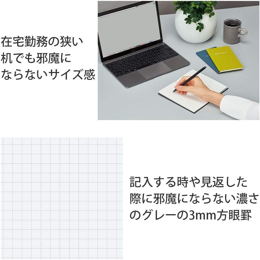 Kokuyo Se-Y7DX5SET Notebook Sketch, 0.1-inch (3 mm) Grid, Charcoal Black, Set of 5