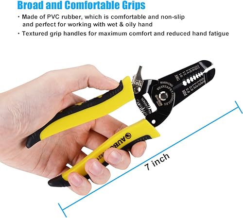 Miniatura 5 de ZUZUAN Paquete de 2 pelacables 10-22 AWG, cortador de alambre, pelacables, pelacables y herramienta manual multifuncional, diseño de mango
