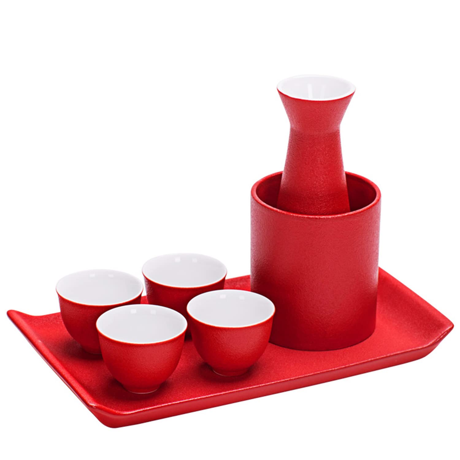 Juego de tazas de cerámica ideal para regalo con calentador de saki tradicional retro 1