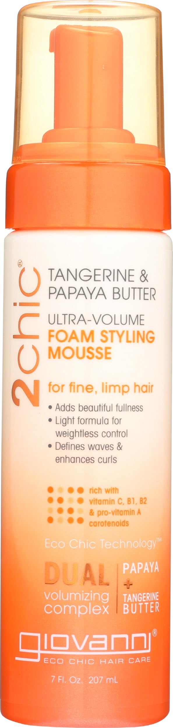 2Chic Ultra_Volume Foam Styling Mousse, 7 Oz, Ultra Volume (Papaya + Tangerine Butter)
