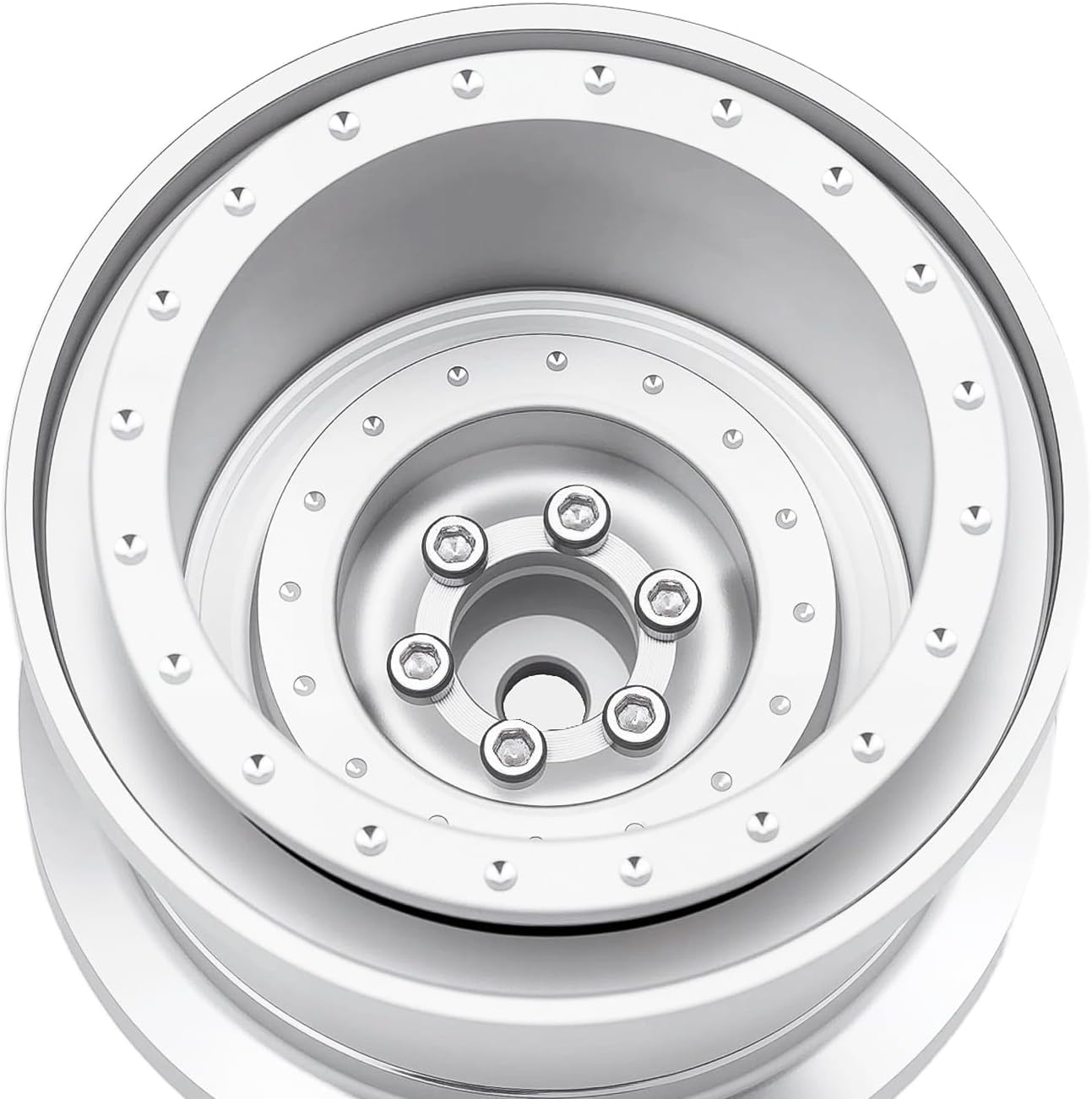 4PCS Aluminum TRX4MT Beadlock Wheels Hubs for TRX-4MT F-150 K10 1/18 Scale Monster Truck,Silver