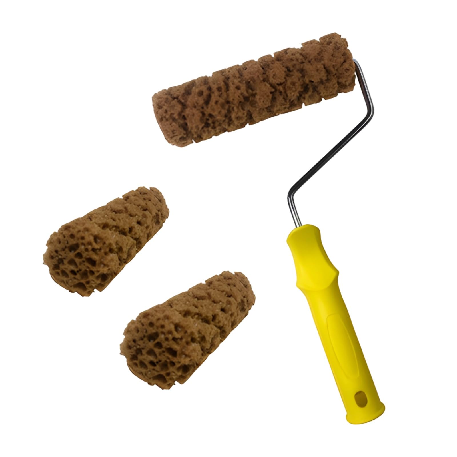 Rodillos de pintura de esponja texturizada, rodillo de esponja de algas artificiales M60 de 6 pulgadas con 3 varillas de esponja, agarre cómodo, soporte antioxidante, patrón de celosía de piña, para