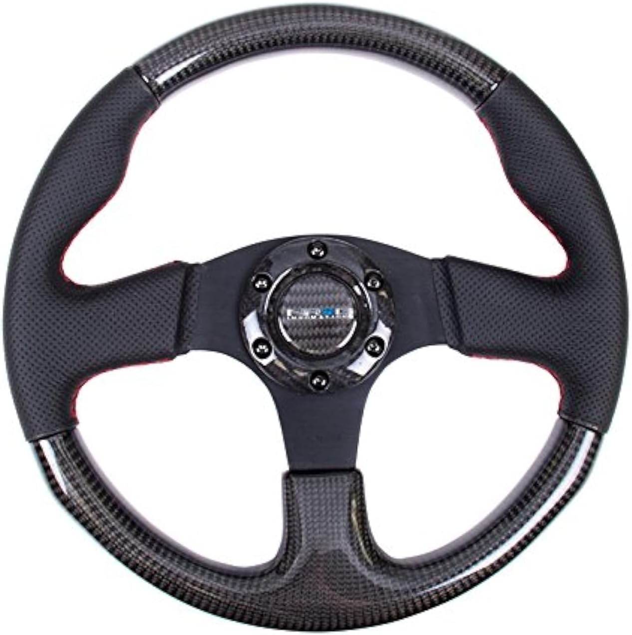 NRG Innovations NRG-ST-010MC-CF Carbon Fiber Steering Wheel 350mm 1.5" Deep Dish with Neochrome Center Spoke