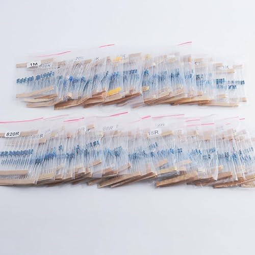 Miniatura 4 de Stemedu Juego surtido de resistencias de película metálica de 14 W, 600 unidadeslote, 1% resistencias surtidas, paquete de resistencia de 10 Ohm-1M