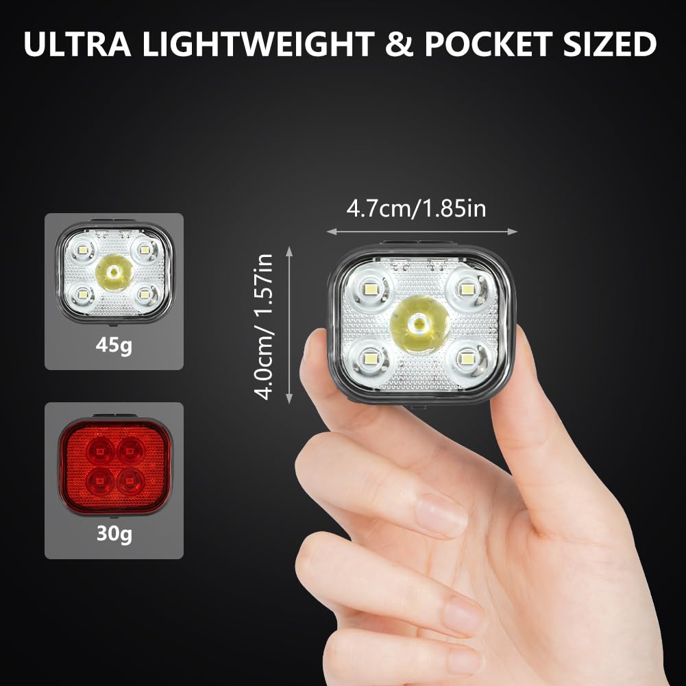 Luci Bici Kit, Impermeabili Luce Bici Anteriore e Posteriore, USB Ricaricabile Luci Bicicletta LED, Molteplici Modalità, Ultra Luminose Luce Bicicletta per Varie Bike da Strada e da Montagna