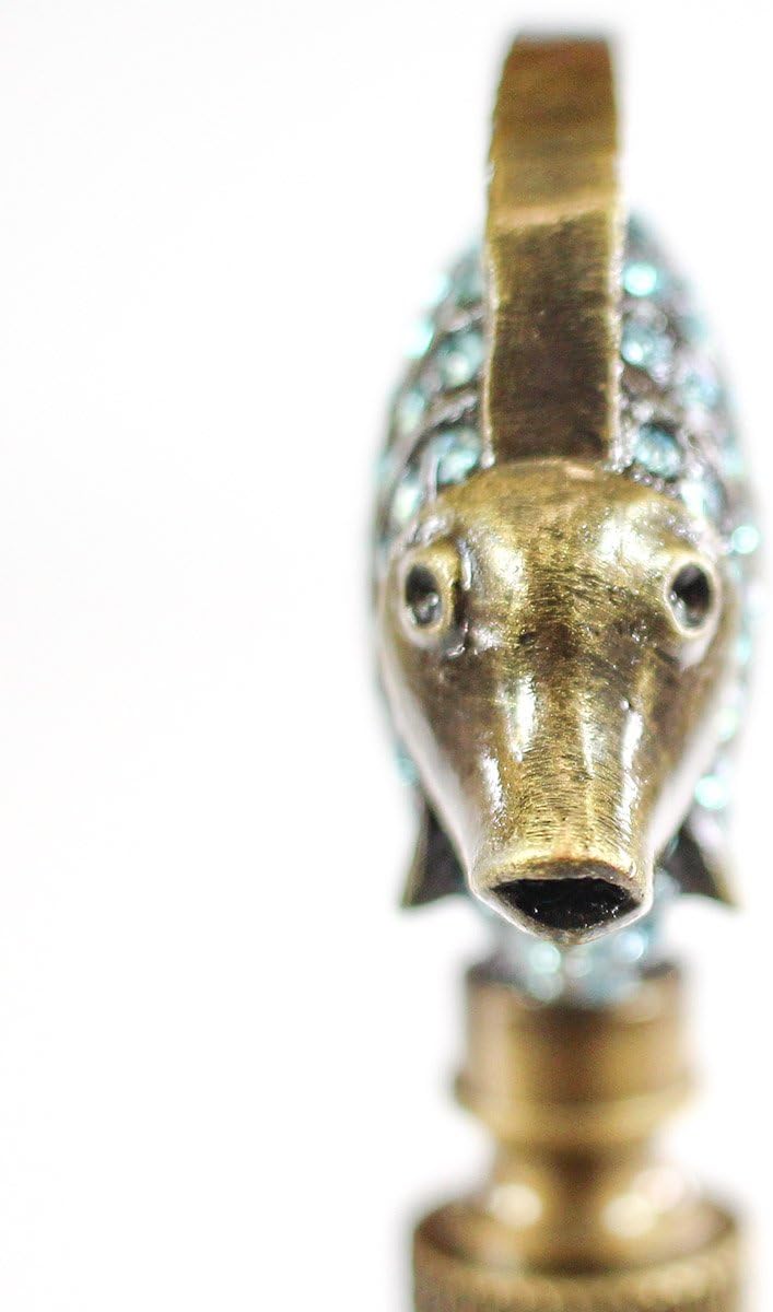 Universal Lighting Tropical Fish Finial Antique Metal with Aagean Blue Glass Electric Light