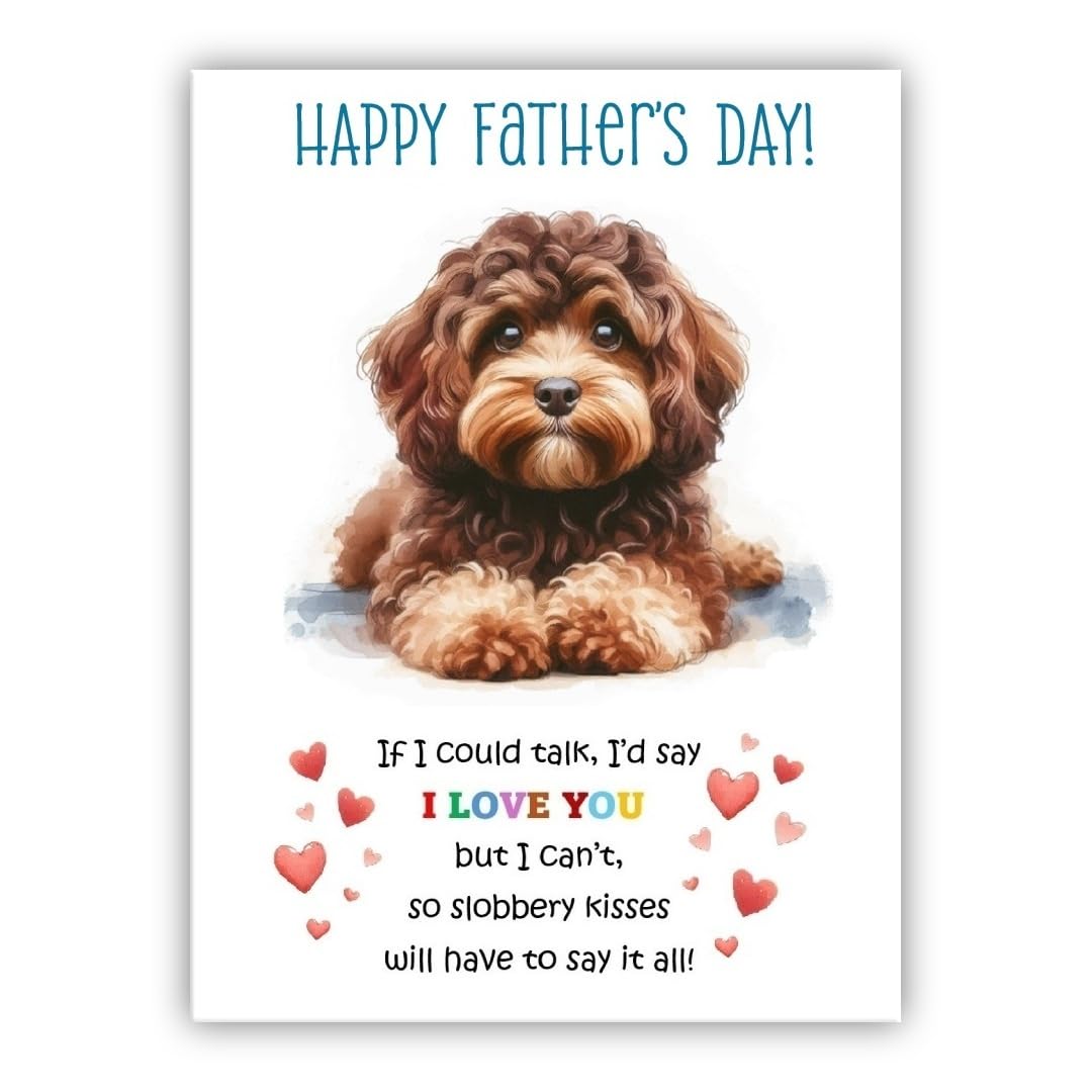 Father’s Day Card From the Dog. Multiple Breeds Available. Cute Fathers Day Pet Card (• Cavapoo brown– Cavoodle) — image 1