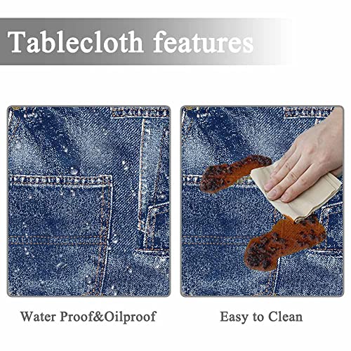 Yibeas Round Tablecloth 60 Inch Denim Patchwork Texture Tablecloth Fabric Apparel Indigo Miscellaneous Table Cloth For Dining Tables, Parties, Wedding And Banquet Decoration #TOP1