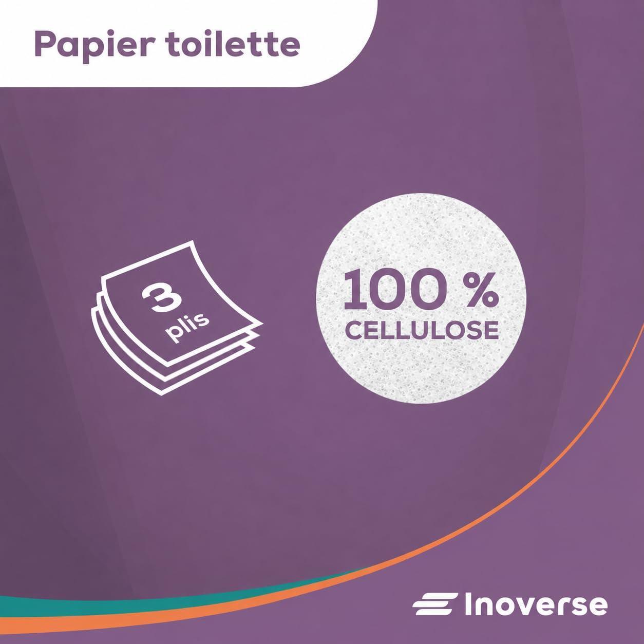 Inoverse Papier Toilette 64 Rouleaux – Papier Hygiénique WC 3 Plis Triple Épaisseur, 150 Feuilles par Rouleau, Doux et Résistant, 100% Cellulose, Grand Pack Familial | Papier toilette 100 % cellulose doux et absorbant pour la maison, le bureau et le comme