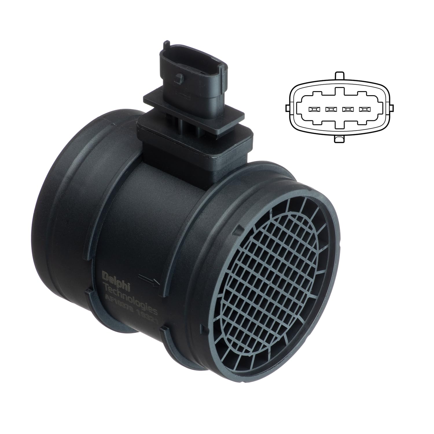 DELPHI Debimetro Aria, Sensore Massa Aria Numero di contatti a spina: 4 12V con alloggiamento AF10378-12B1 Compatibilità con FIAT Ducato Van 250, 290 Ducato Camion pianale/Telaio 250, 290, IVECO