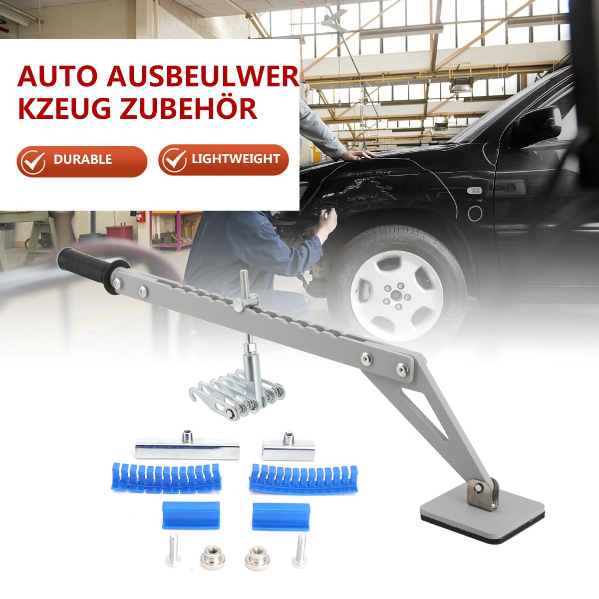 Auto Ausbeulwerkzeuge Spotter Dellenabzieher, 6 Klauenhaken Dellen-Zugstange für Ausbeulwerkzeug Ausbeulwerkzeug Zubehör 6 Dent Puller Kit 625 mm Nivellierstange Single Leg