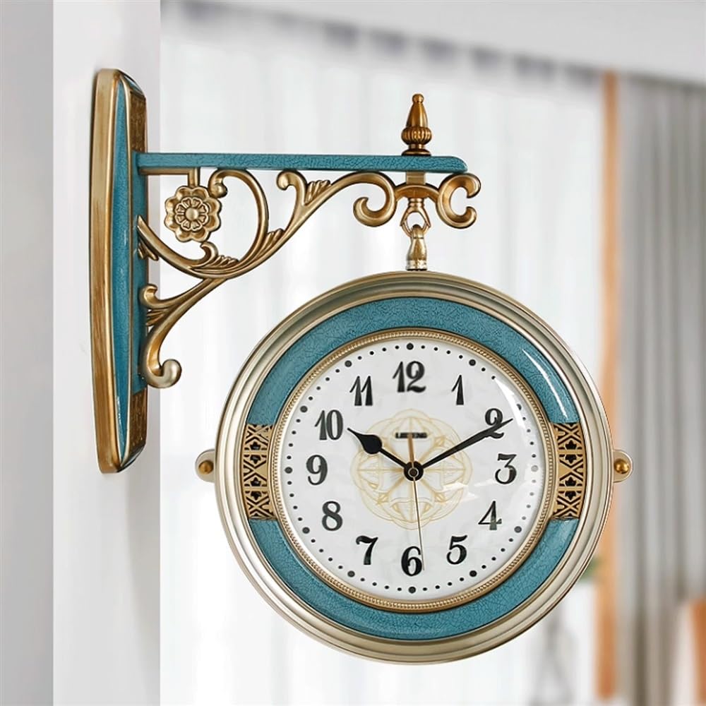 orologio da parete Orologio da parete bifacciale blu, orologio silenzioso alla moda for la casa, semplice orologio da parete al quarzo, adatto for soggiorni, ingressi, hotel. orologio da parete per so