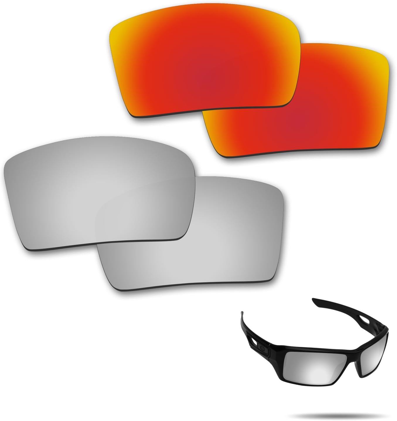 Polarized Lenses Replacement for Oakley Eyepatch 1&2(OO9136) Sunglasses with Anti-scratch&Anti-saltwater&Anti-dust Coating(Fire Red & Metallic Silver)