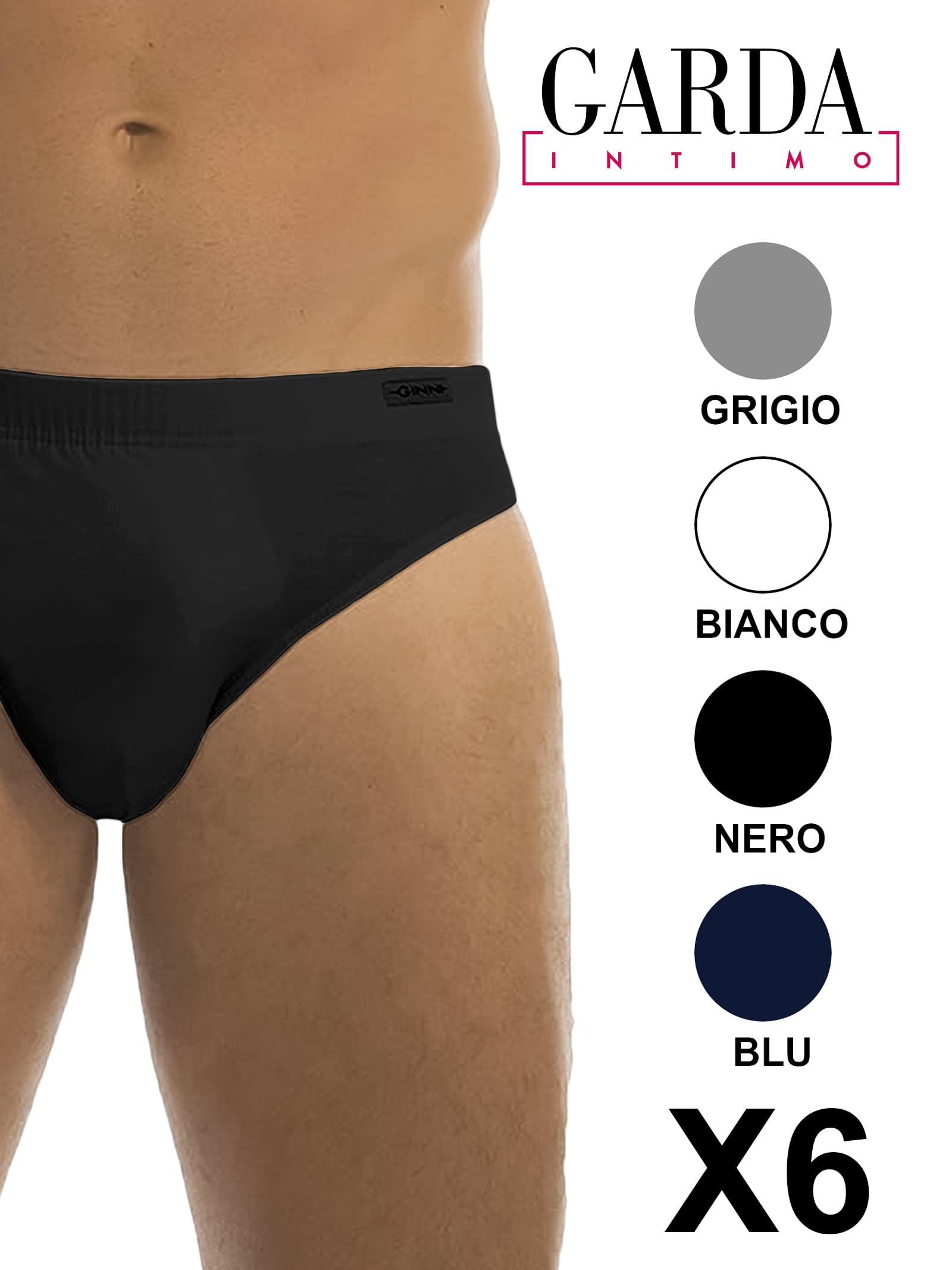 GARDA Ginni 6 Slip Uomo Basso Cotone, Slip Basso Elastico Ricoperto Art. 2080