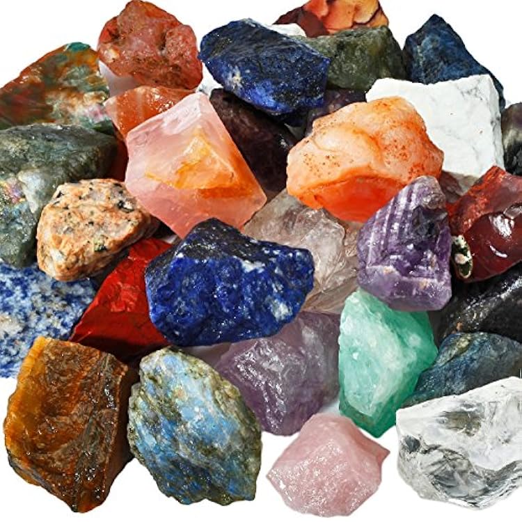 mookaitedecor 1 lb Bulk Natural Raw Crystals Rough Stones for Tumbling,Cabbing,Polishing,Wire Wrapping,Wicca & Reiki Crystal Healing,Assorted Stones